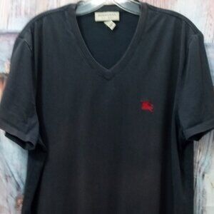 Burberry London, England Cotton V-Neck Black T-Shirt Women's Size Large